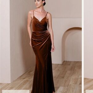 Revelry Rory Velvet Dress in Rust